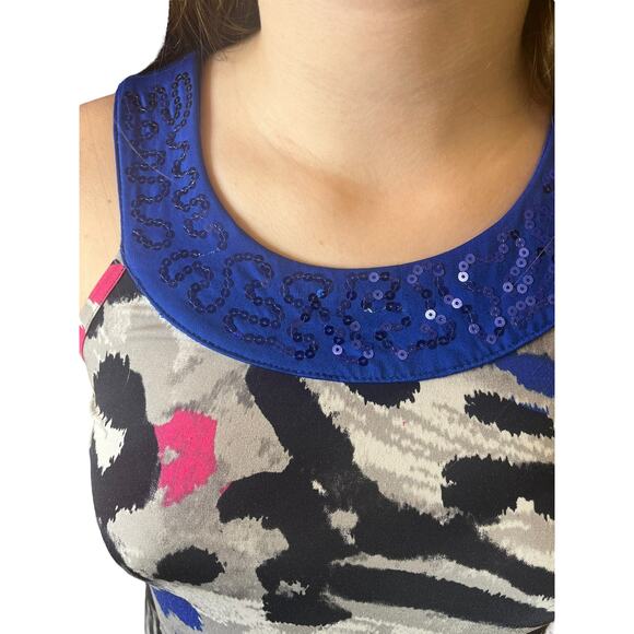 Justice Sequin Multi Color Mini DRESS Juniors Size 14 Sleeveless Leopard Print - Picture 3 of 10